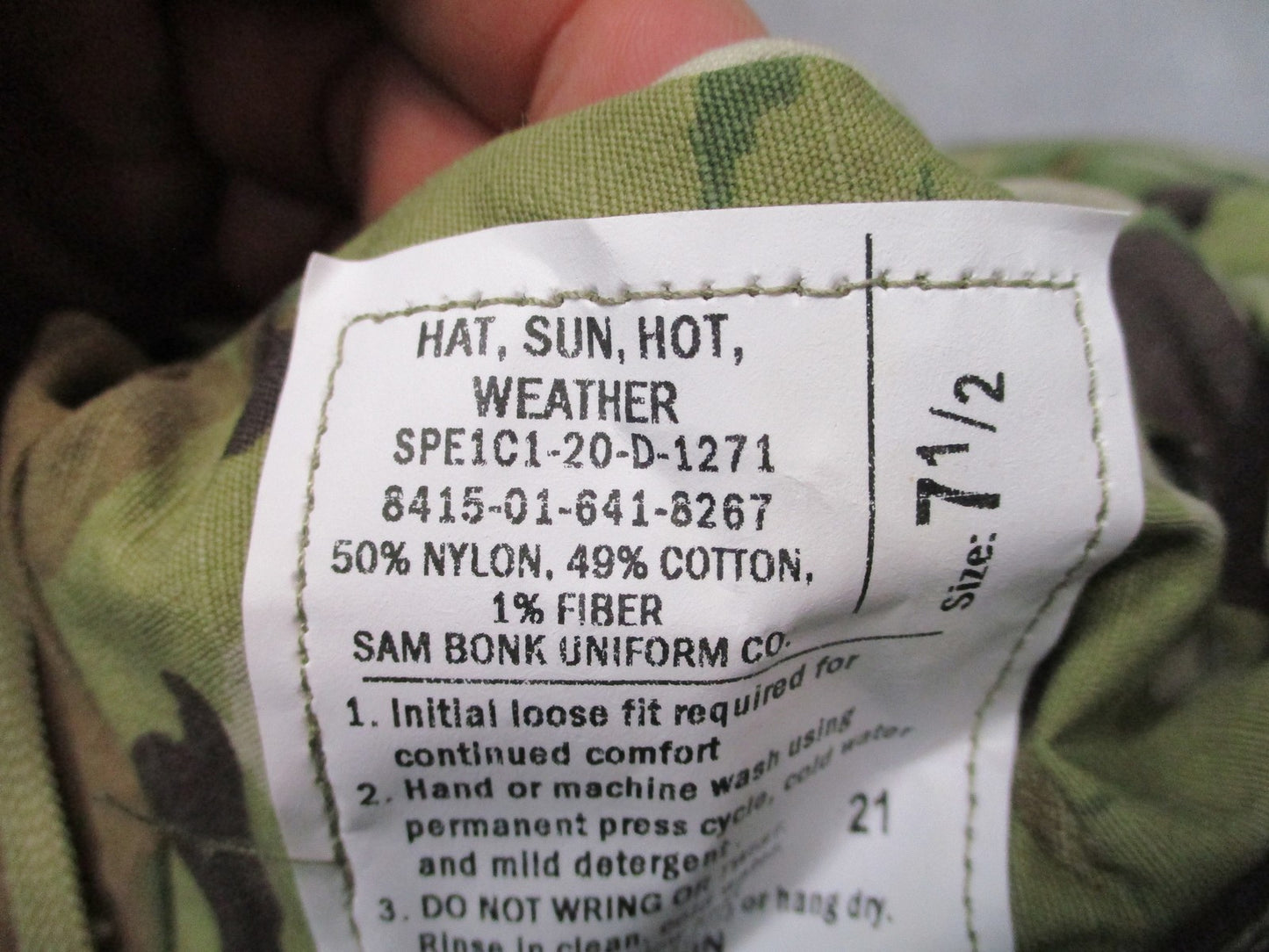 US Army Scorpion OCP Boonie Hat Hot Weather Size 7 1/2 NSN 8415-01-641-8267