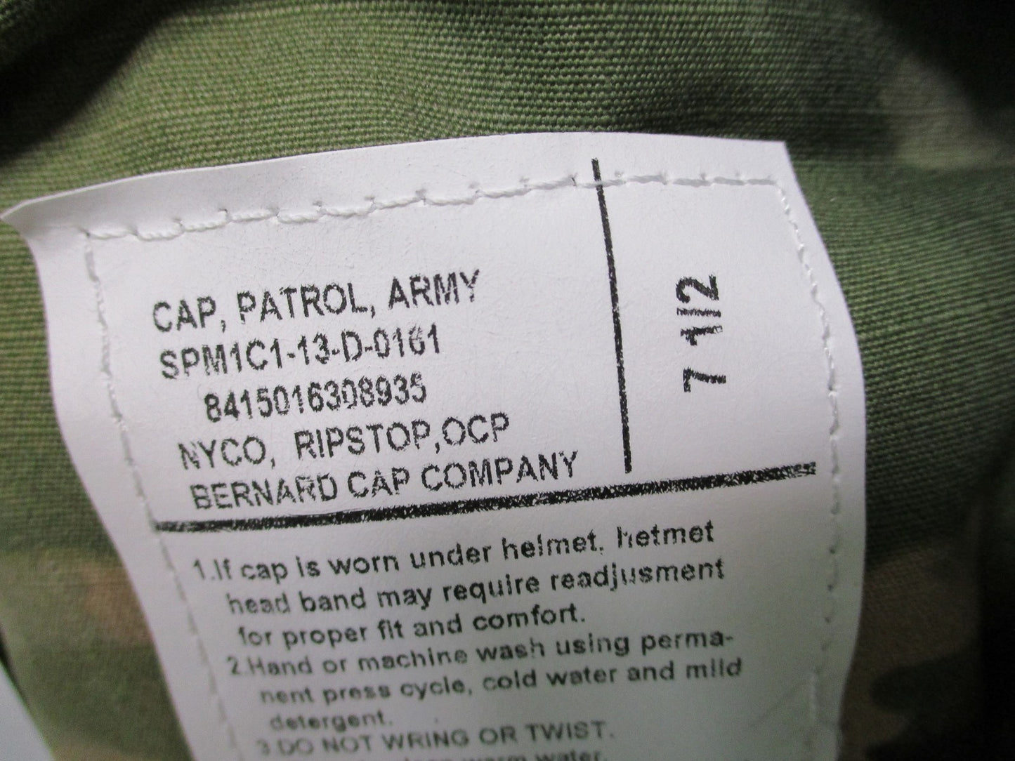 US Army Bernard Cap Company Patrol Cap OCP Camo Military Hat Size 7 1/2 New