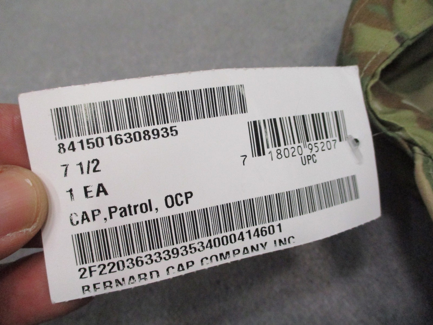 US Army Bernard Cap Company Patrol Cap OCP Camo Military Hat Size 7 1/2 New