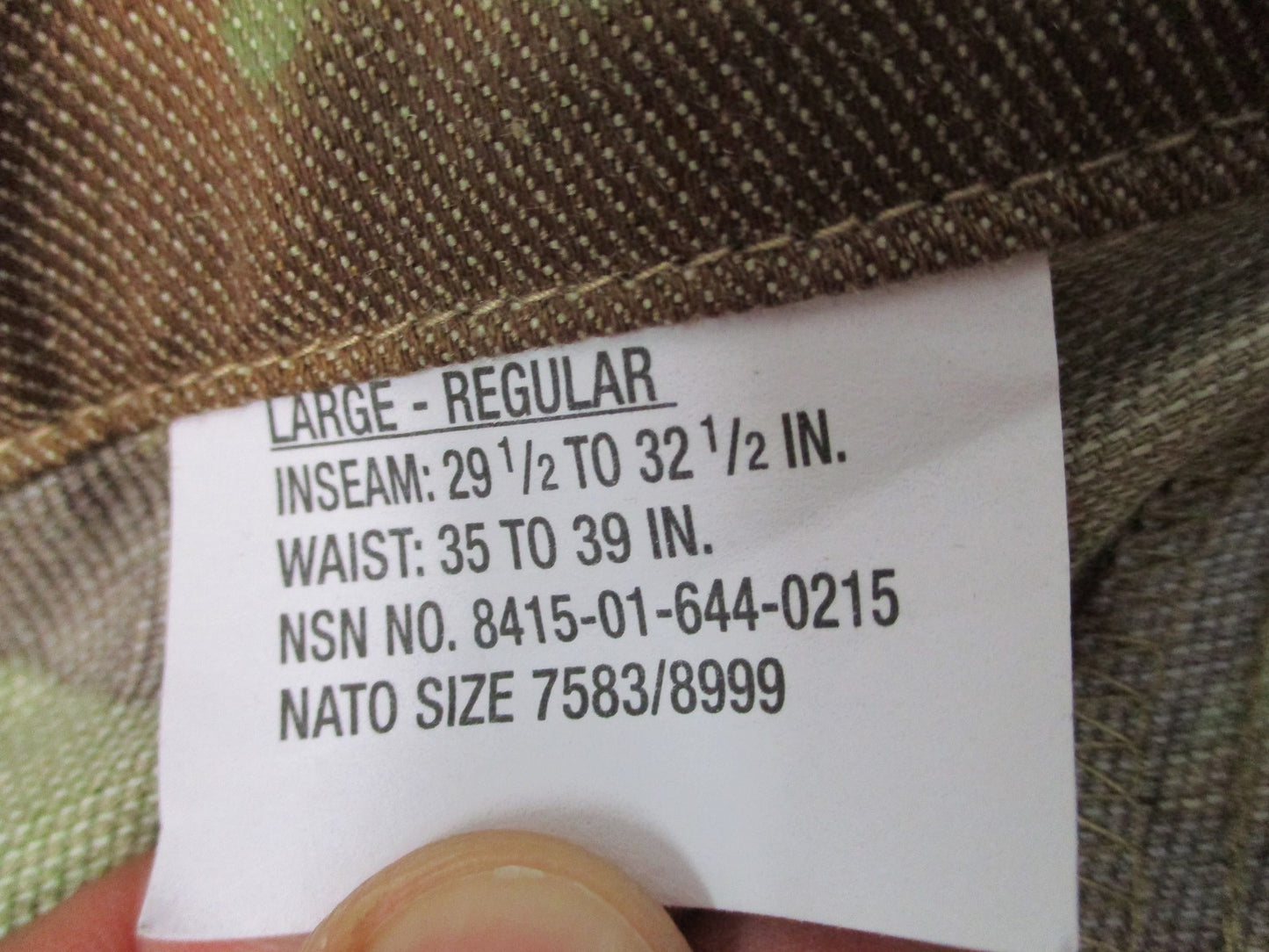 ARMY ADVANCED COMBAT PANTS W/ CRYE KNEE PAD SLOTS LARGE/REGULAR SCORPION OCP