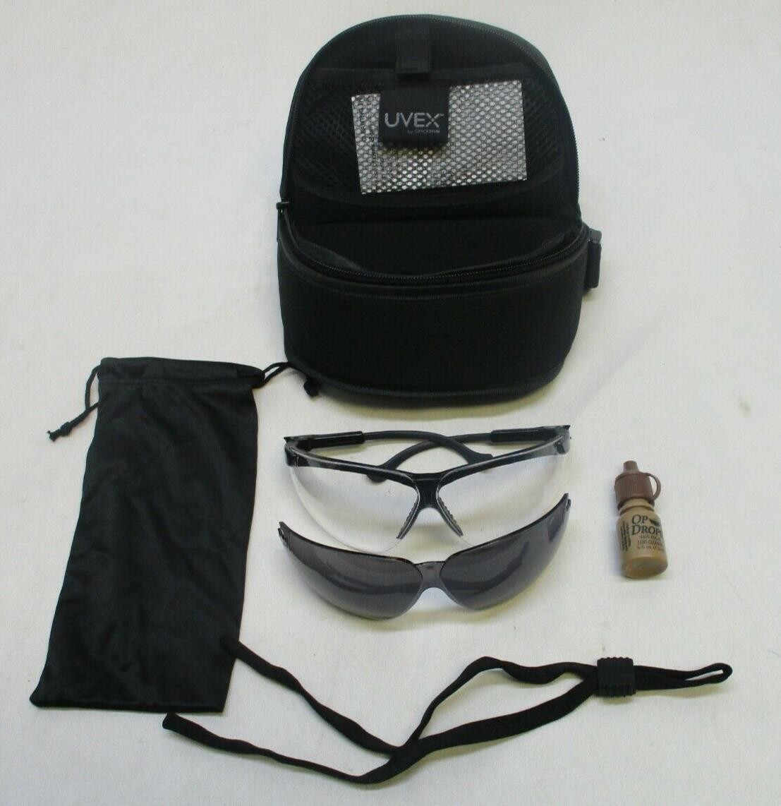 MILITARY SAFETY GLASSES UVEX XC GENESIS EYE PRO KIT CLEAR & DARK LENS Z87.1 APEL