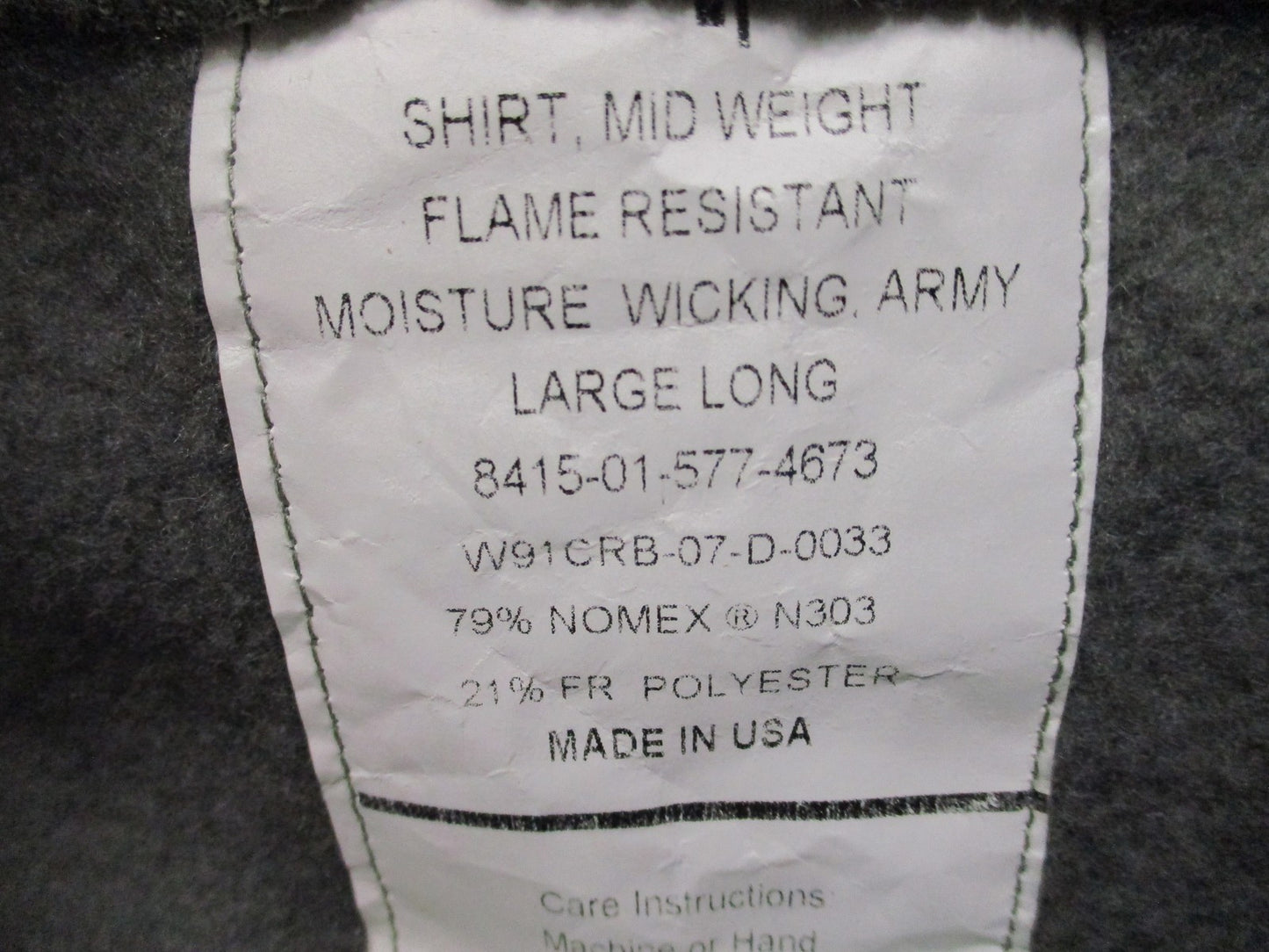 US Army Peckham Nomex FR Mid-Weight 1/4 Zip Shirt Foliage Green Large Long
