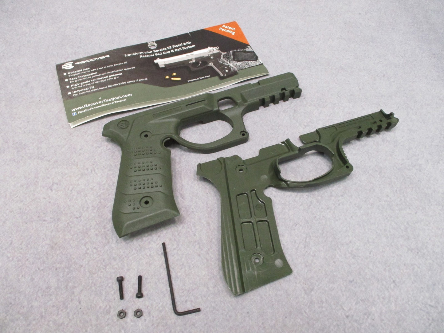 Recover Tactical BC2 Grip & Rail System for Beretta 92/96 - Olive Drab Green