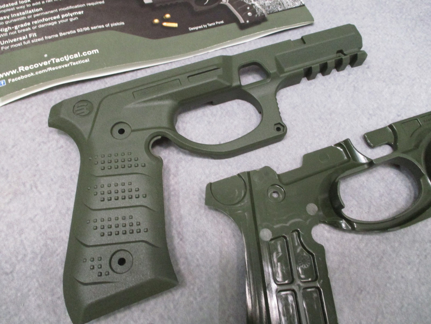 Recover Tactical BC2 Grip & Rail System for Beretta 92/96 - Olive Drab Green