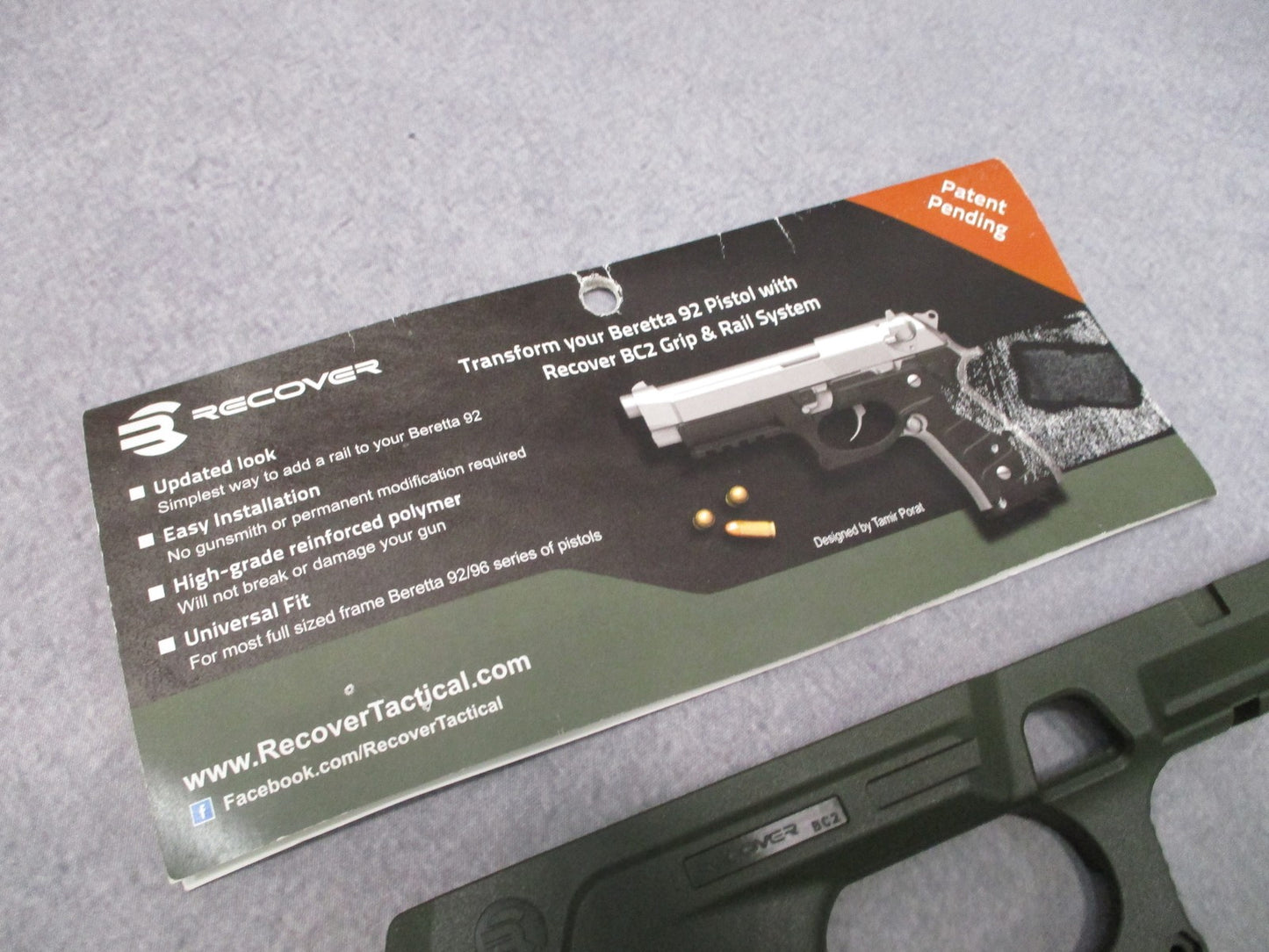Recover Tactical BC2 Grip & Rail System for Beretta 92/96 - Olive Drab Green