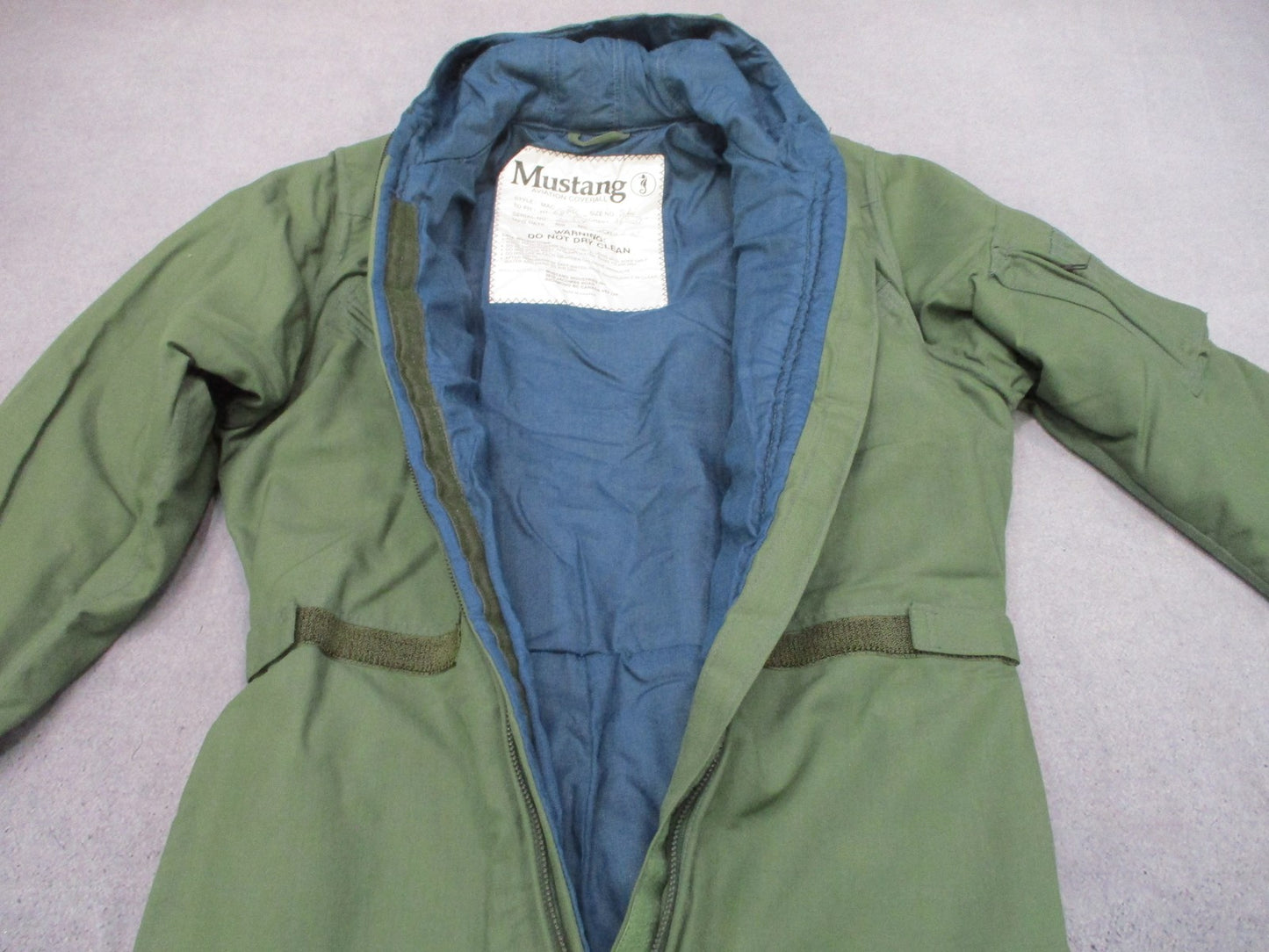 Vintage 1983 Mustang Aviation Coverall Flight Suit Olive Drab Size SL Military