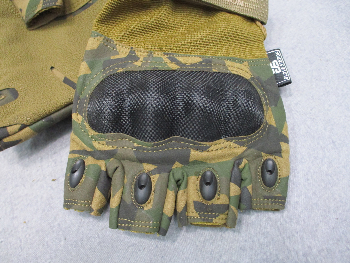 Glove Station The Combat Fingerless Hard Knuckle Tactical Gloves Camo XL New