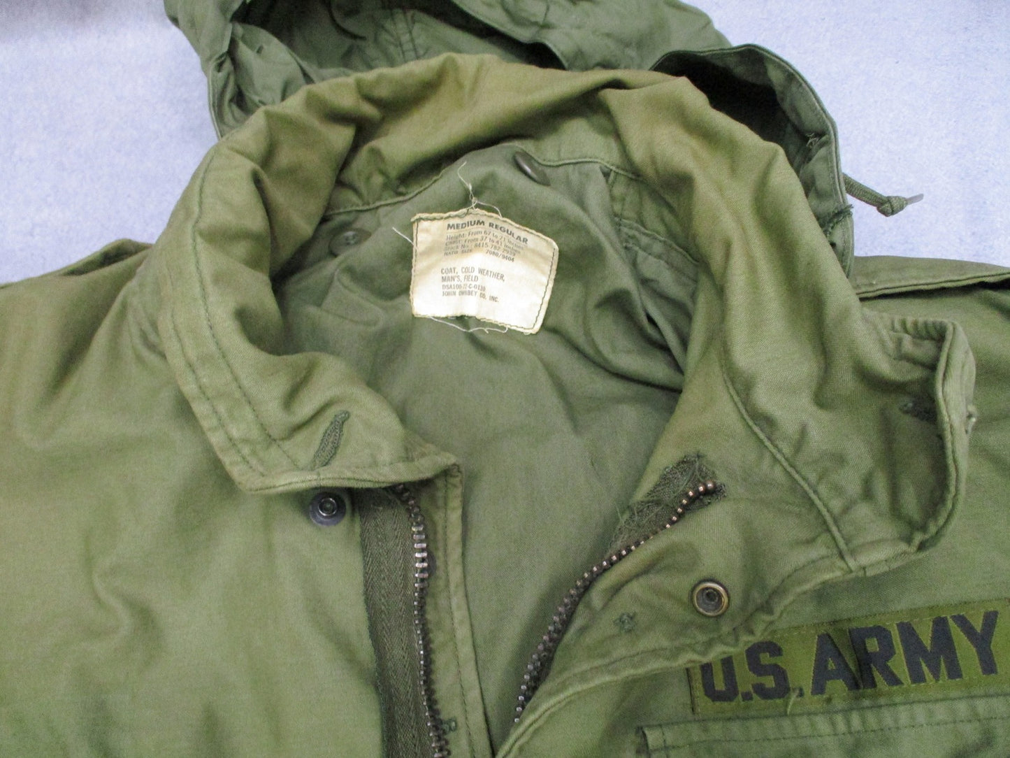 1972 US Army M65 Field Jacket Medium Regular OG-107 John Ownbey Vietnam Era