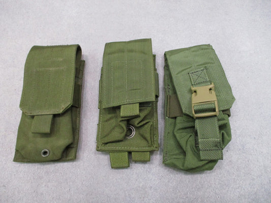 Lot of 3 Tactical Assault Gear & Blackhawk MOLLE Magazine Pouches Olive Drab