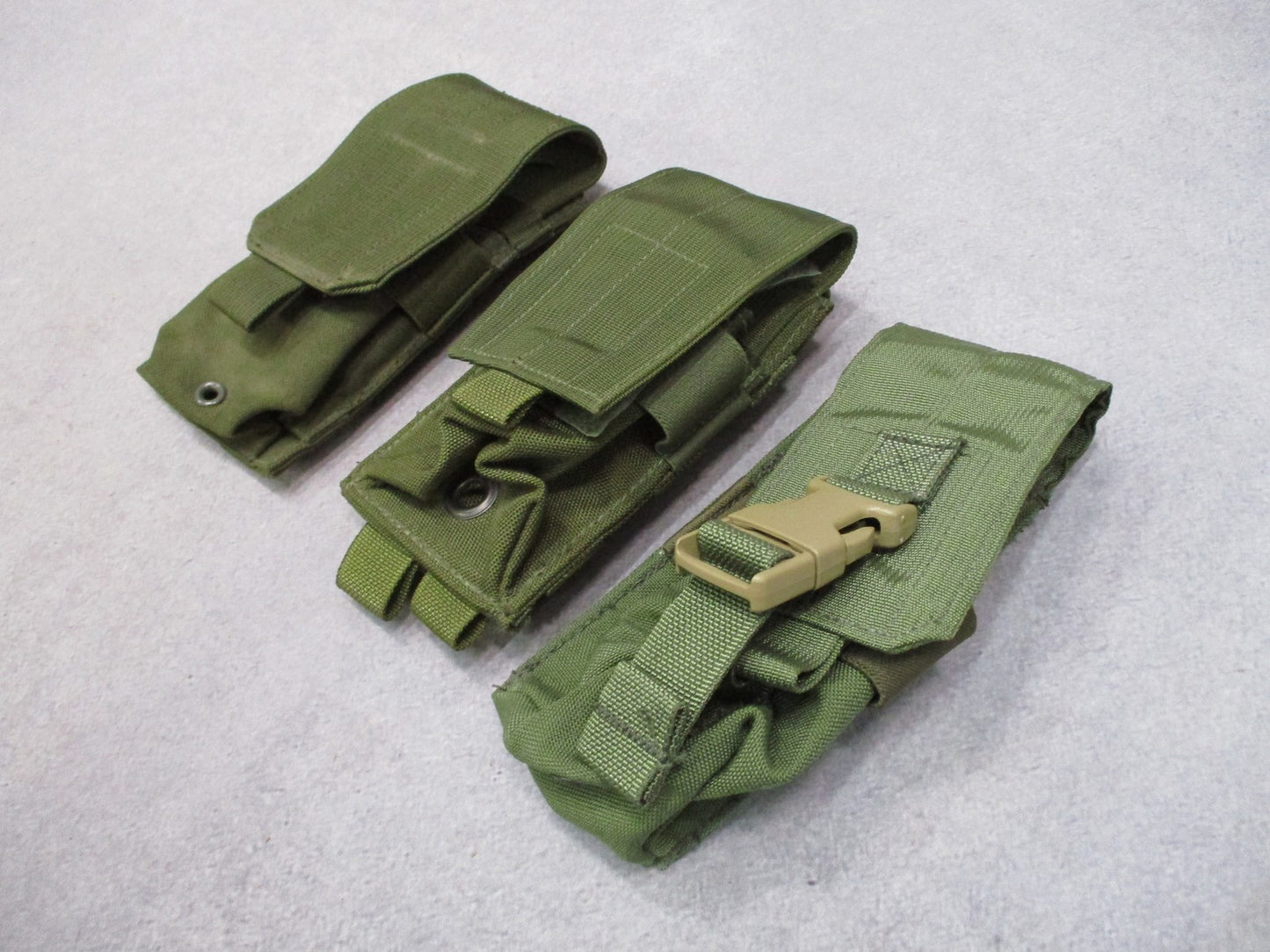 Lot of 3 Tactical Assault Gear & Blackhawk MOLLE Magazine Pouches Olive Drab