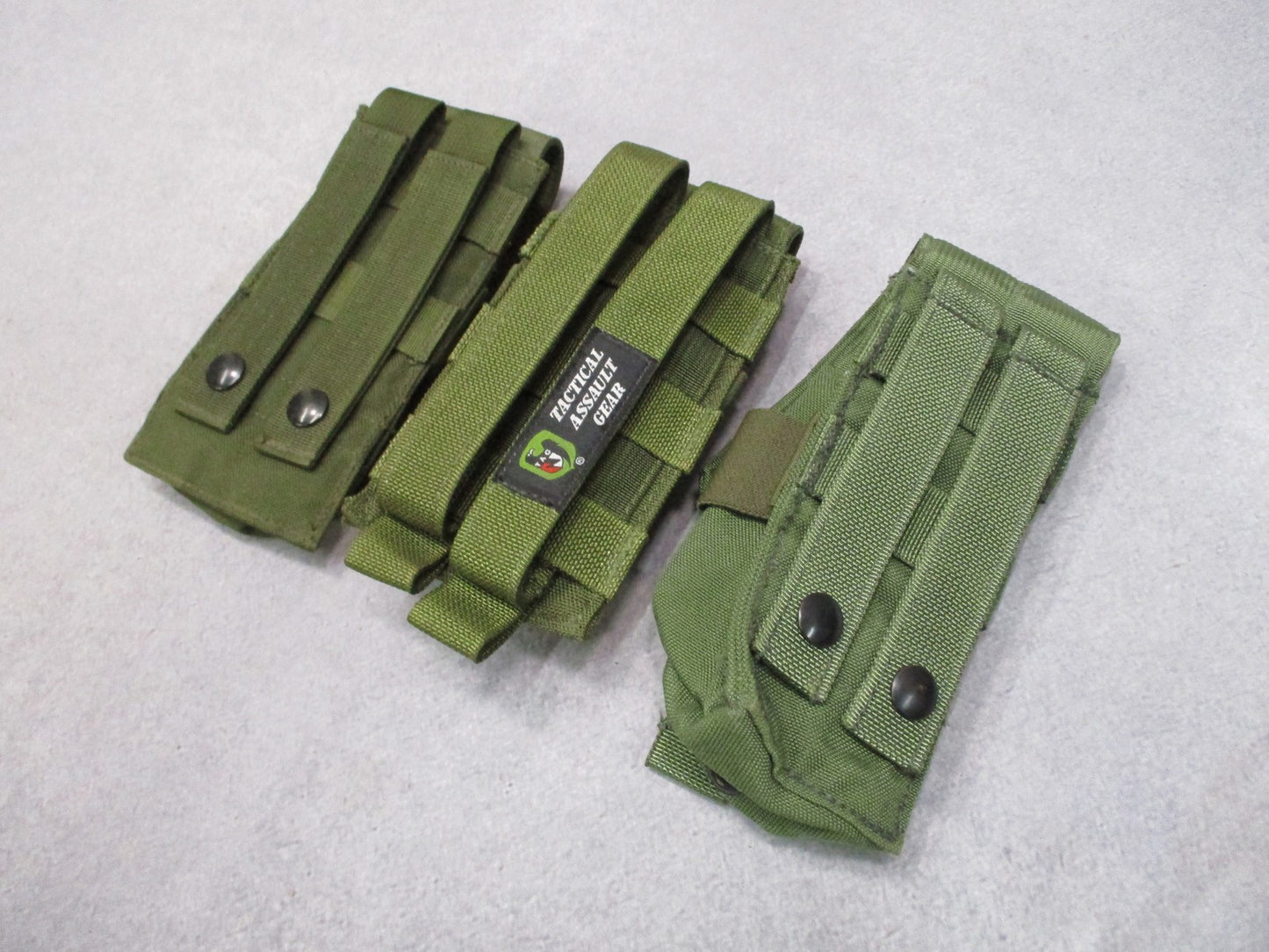 Lot of 3 Tactical Assault Gear & Blackhawk MOLLE Magazine Pouches Olive Drab