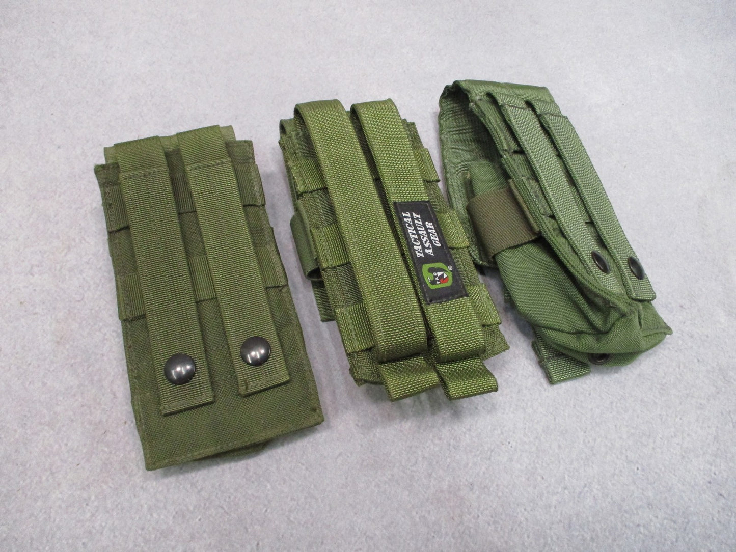 Lot of 3 Tactical Assault Gear & Blackhawk MOLLE Magazine Pouches Olive Drab