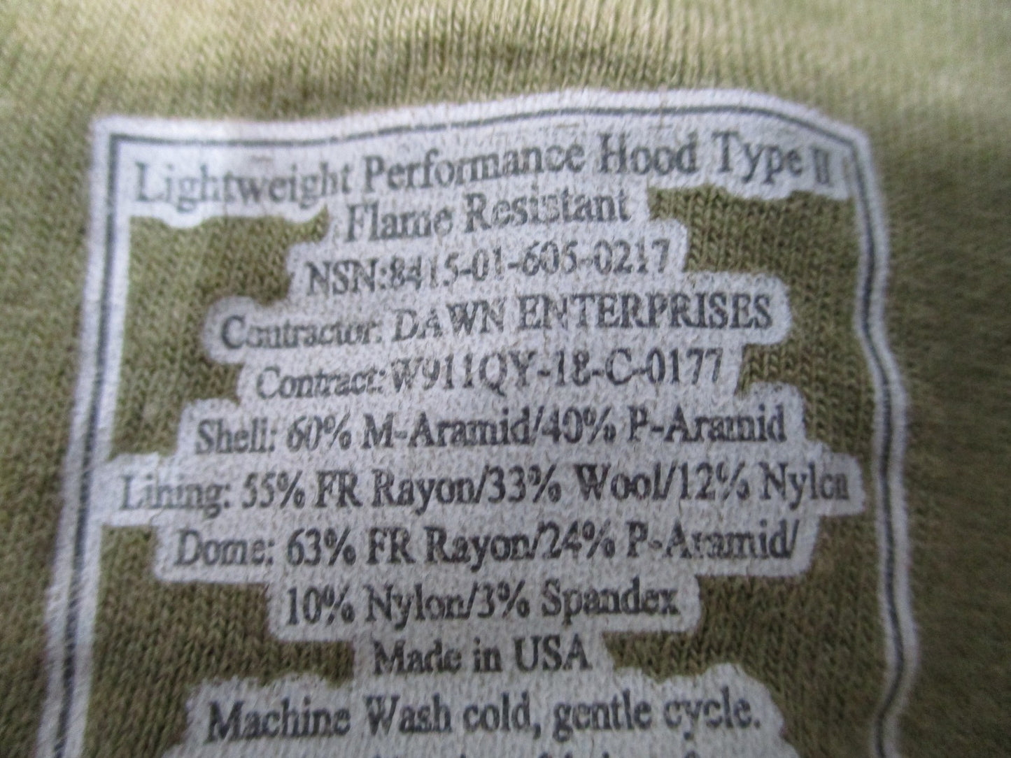 US Military Lightweight Performance Hood Type II Flame Resistant Balaclava Tan
