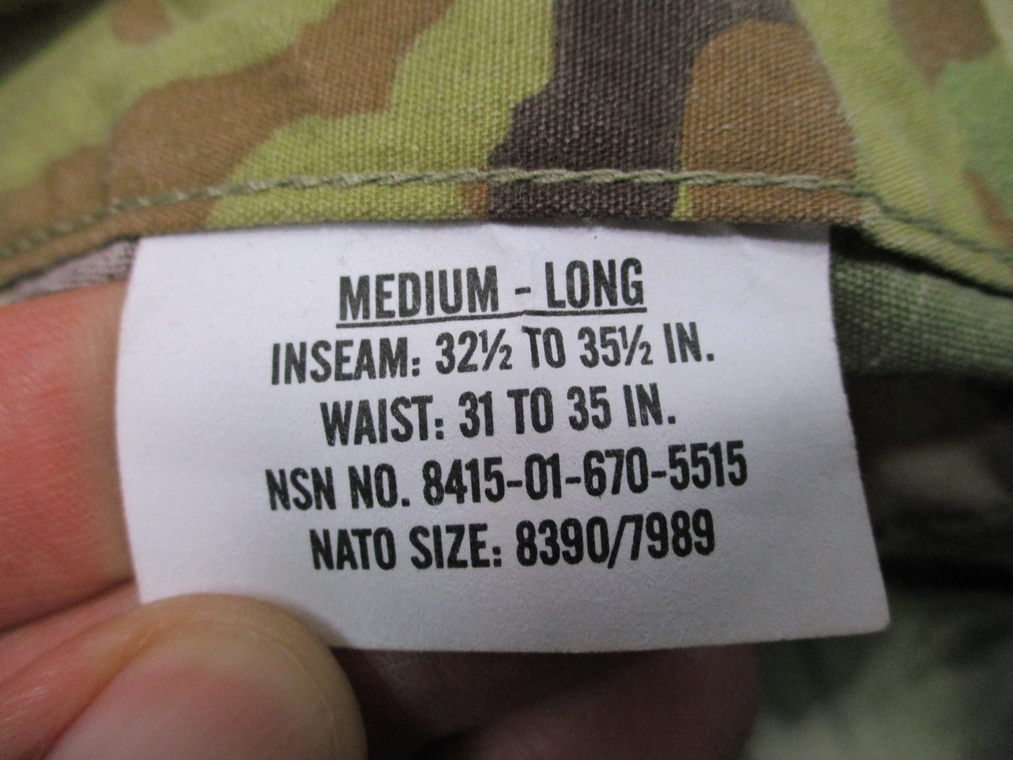 US Military Hot Weather Combat Uniform Trousers Pants Scorpion Size Medium/Long