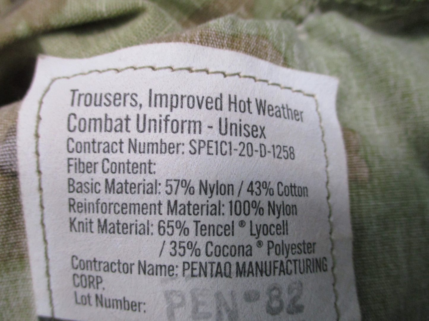 US Military Hot Weather Combat Uniform Trousers Pants Scorpion Size Medium/Long
