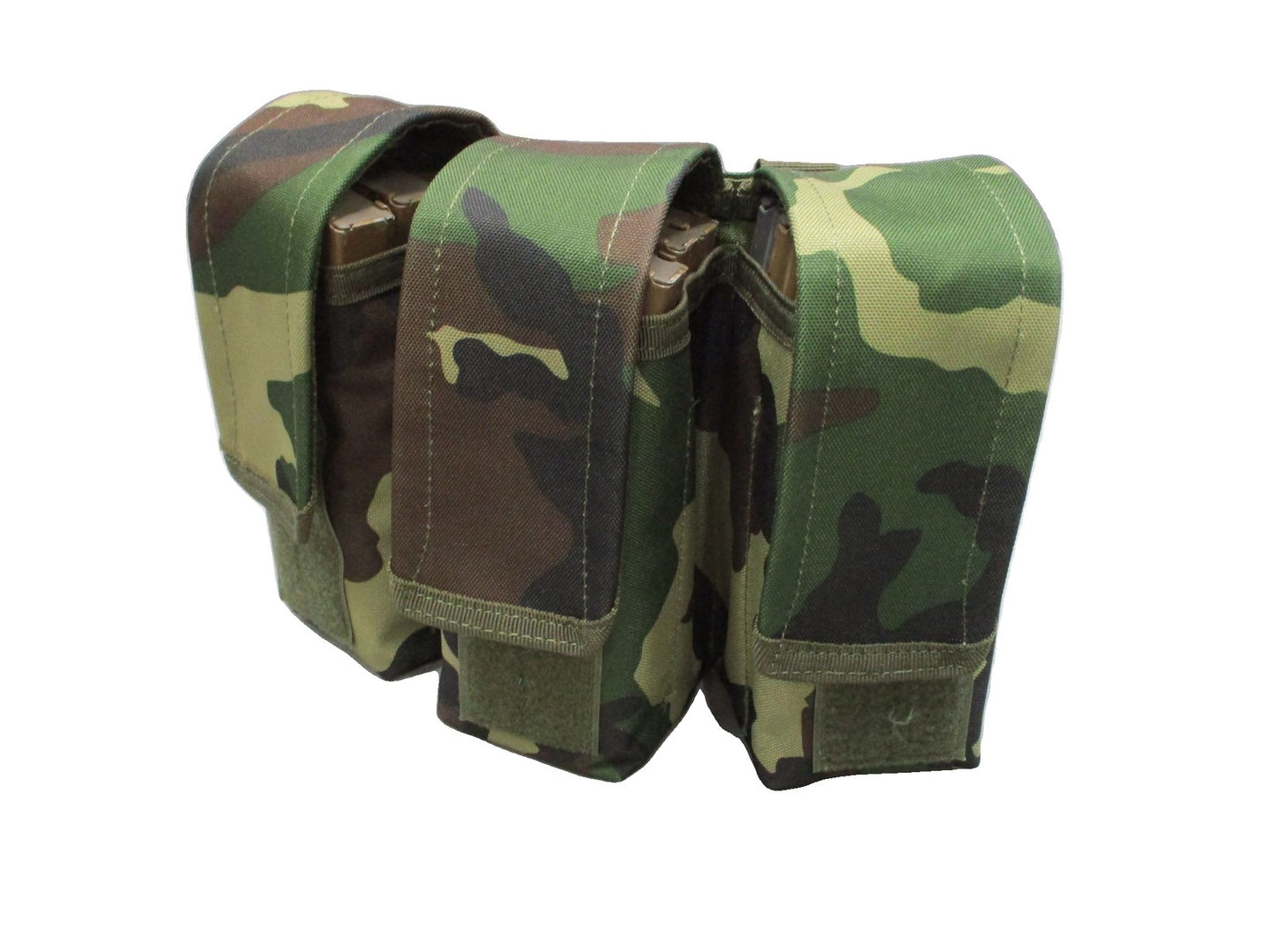 VooDoo Tactical Woodland Camo Triple Magazine Pouch MOLLE BDU M81 5.56/7.62