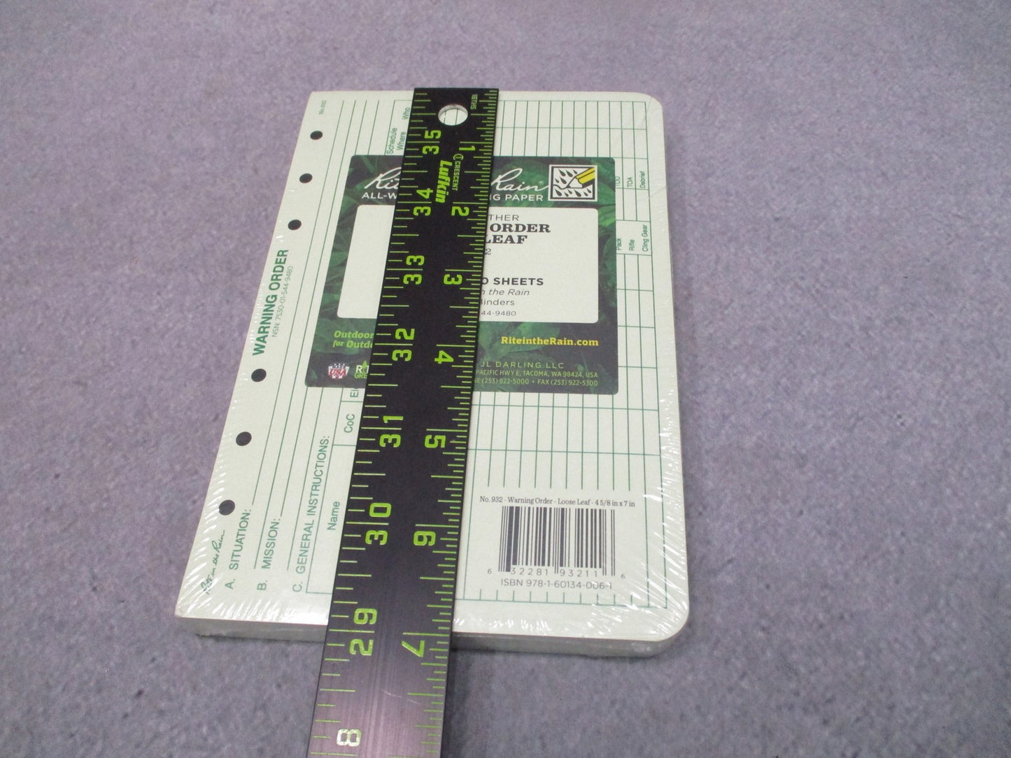 Rite in the Rain No. 932 Warning Order Loose Leaf Paper 100 Sheets