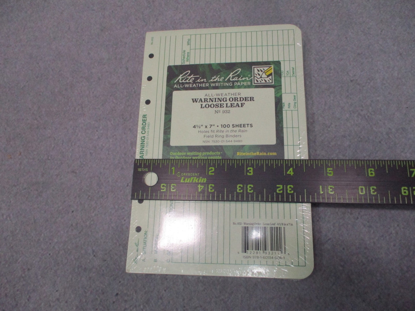 Rite in the Rain No. 932 Warning Order Loose Leaf Paper 100 Sheets