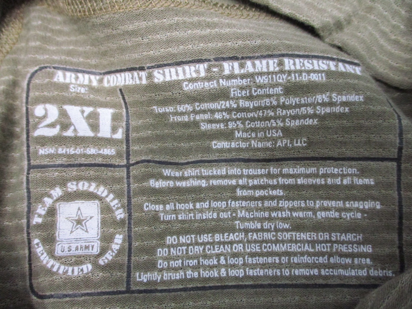 2XL ARMY OCP MULTICAM COMBAT SHIRT XXL FLAME RESISTANT HOT WEATHER TOP XX-LARGE