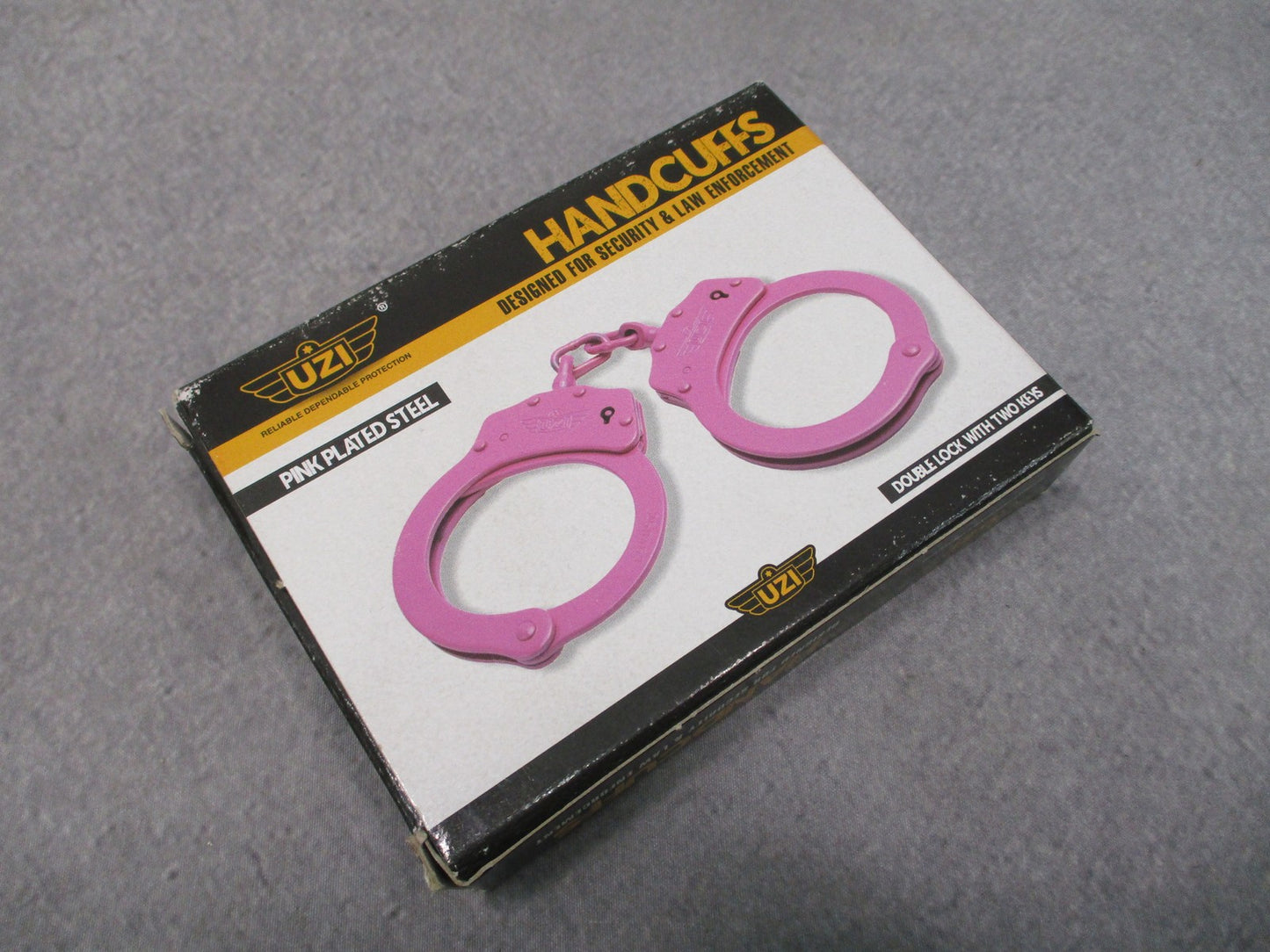 UZI Pink Plated Steel Handcuffs Double Lock with Two Keys New