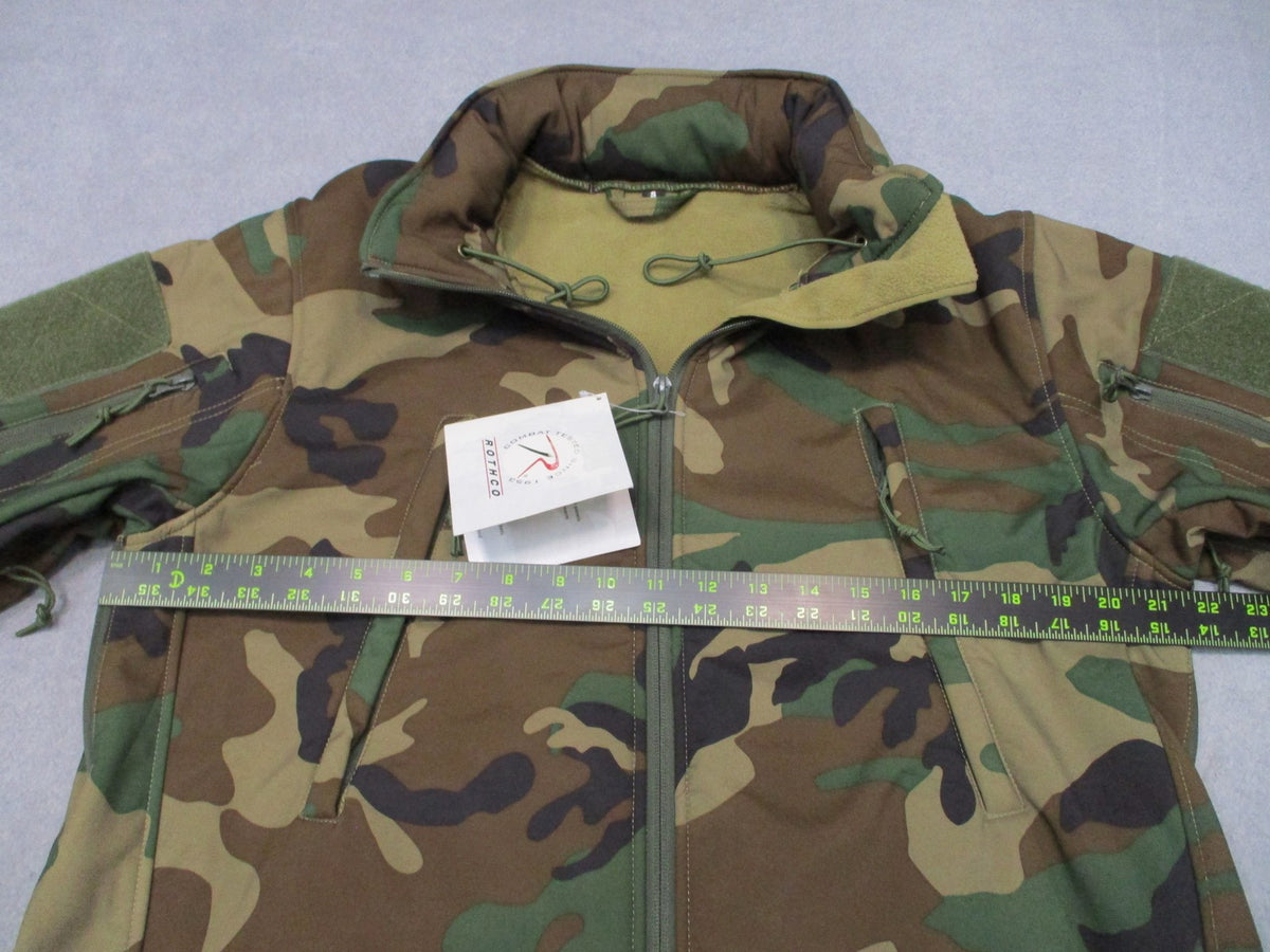New Rothco Special Ops Tactical Soft Shell Jacket Woodland Camo Size Small 9906