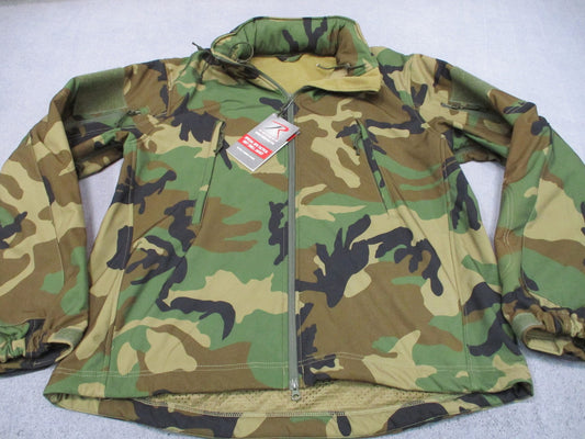New Rothco Special Ops Tactical Soft Shell Jacket Woodland Camo Men's XL