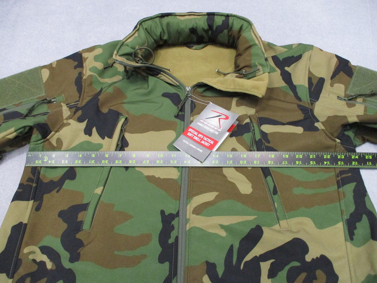 New Rothco Special Ops Tactical Soft Shell Jacket Woodland Camo Men's XL