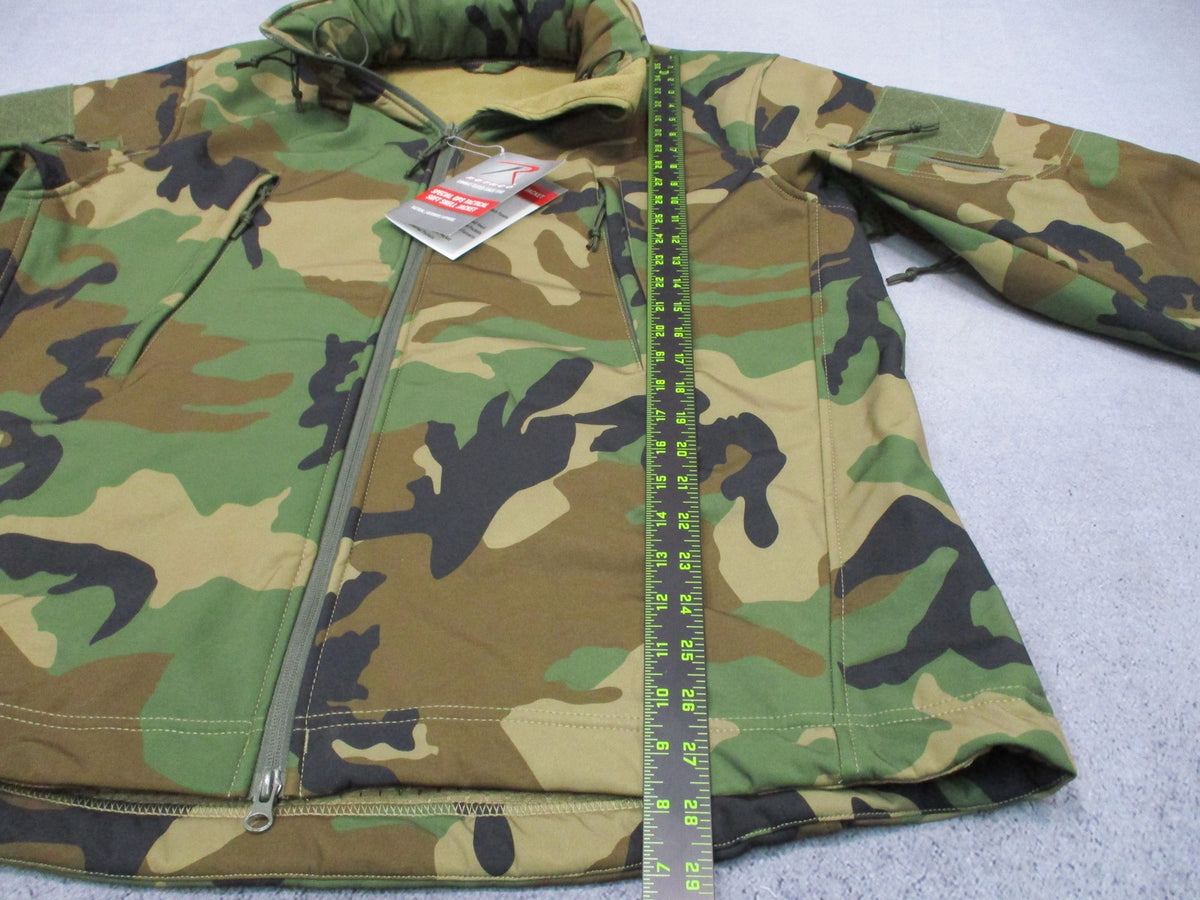 New Rothco Special Ops Tactical Soft Shell Jacket Woodland Camo Men's XL