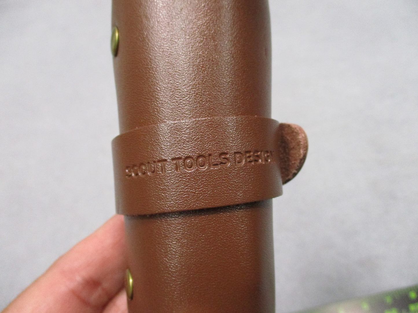 CRKT 9911 Hex Bit Driver Tool Roll - Brass Driver - Leather Roll Pouch -