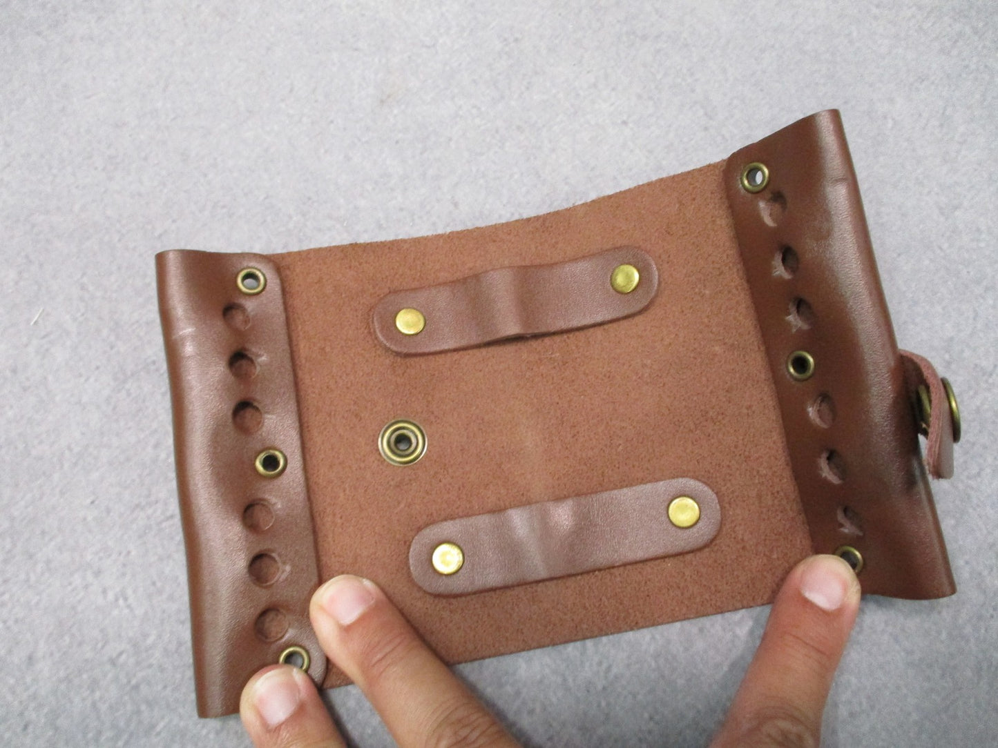 CRKT 9911 Hex Bit Driver Tool Roll - Brass Driver - Leather Roll Pouch -