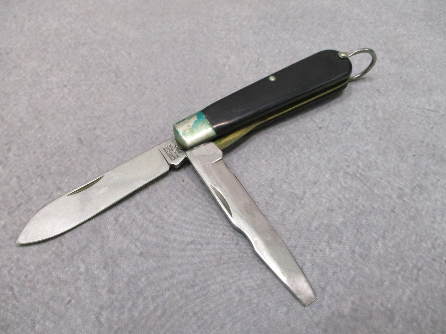 USGI Military Vintage Camillus 2-Blade Folding Knife Black Handle Keyring USA