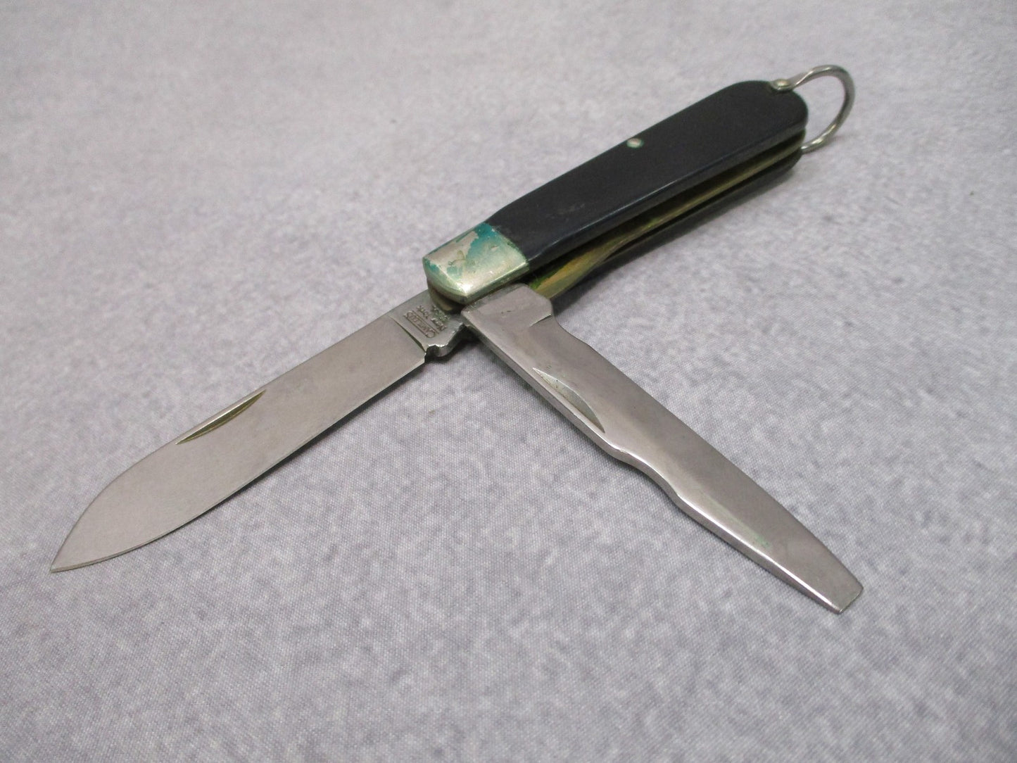 USGI Military Vintage Camillus 2-Blade Folding Knife Black Handle Keyring USA