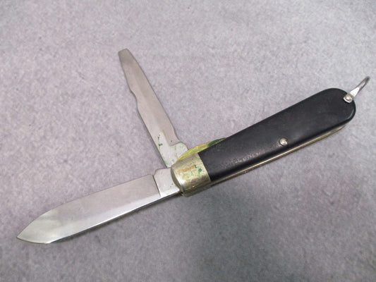 Military Vintage Camillus Folding Pocket Knife Two Blades Black Handle USA