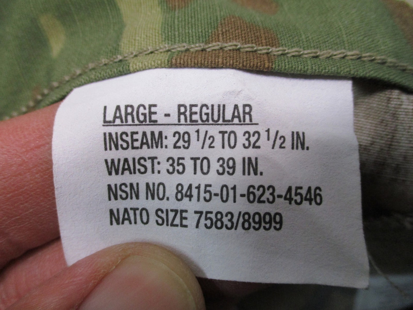 USGI Army Combat Uniform ACU Pants Scorpion OCP Large Reg Modified Elastic Cuffs