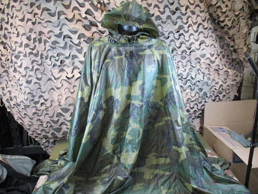 US Military Woodland Camouflage Wet Weather Poncho - Genuine USGI Surplus
