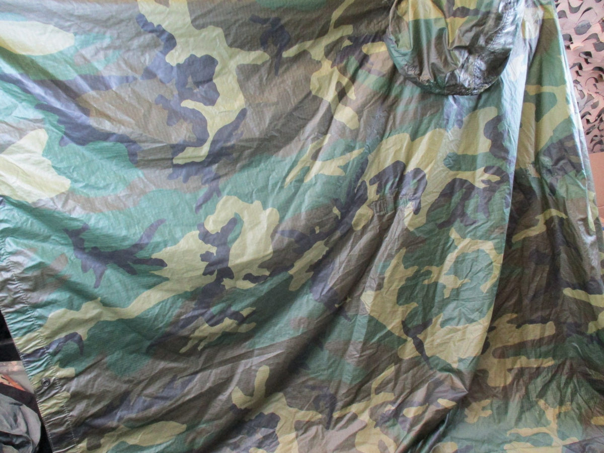 US Military Woodland Camouflage Wet Weather Poncho - Genuine USGI Surplus