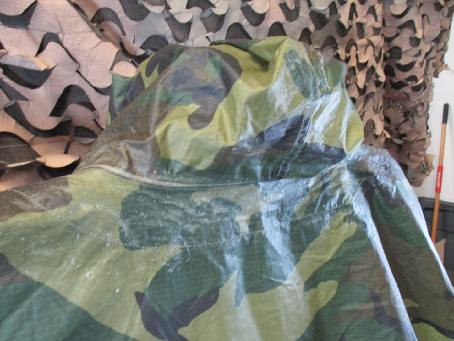 US Military Woodland Camo Wet Weather Poncho Rain Gear Ground Sheet USGI Surplus