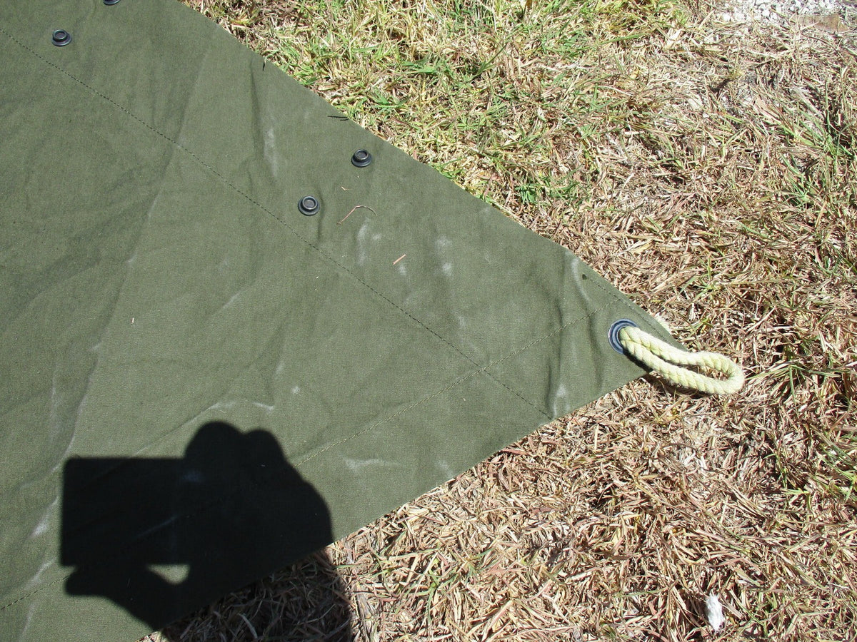 Genuine US Military Issue Shelter Half Tent OD Green Canvas NSN 4163