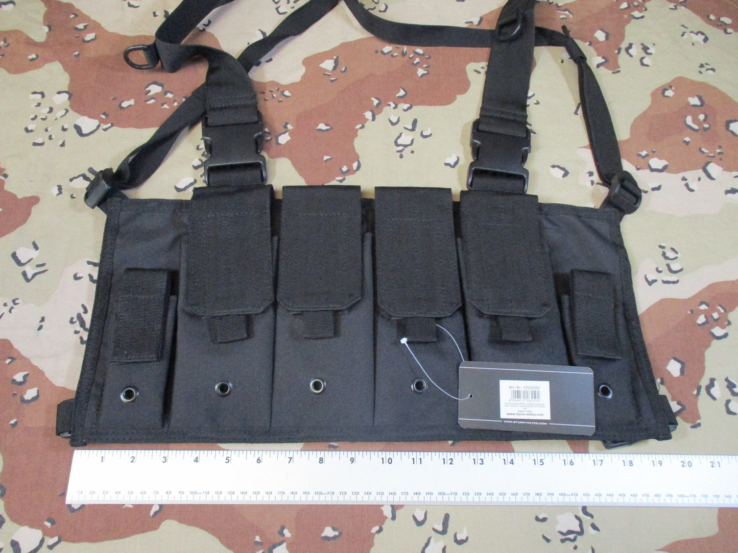 Mil-Tec Tactical Mag Carrier Chest Rig Black 4 Pouch Adjustable New