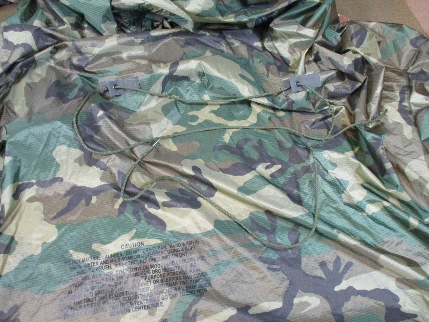 US Military Woodland Camo Wet Weather Poncho NSN 8405-01-100-0976 ORC Industries