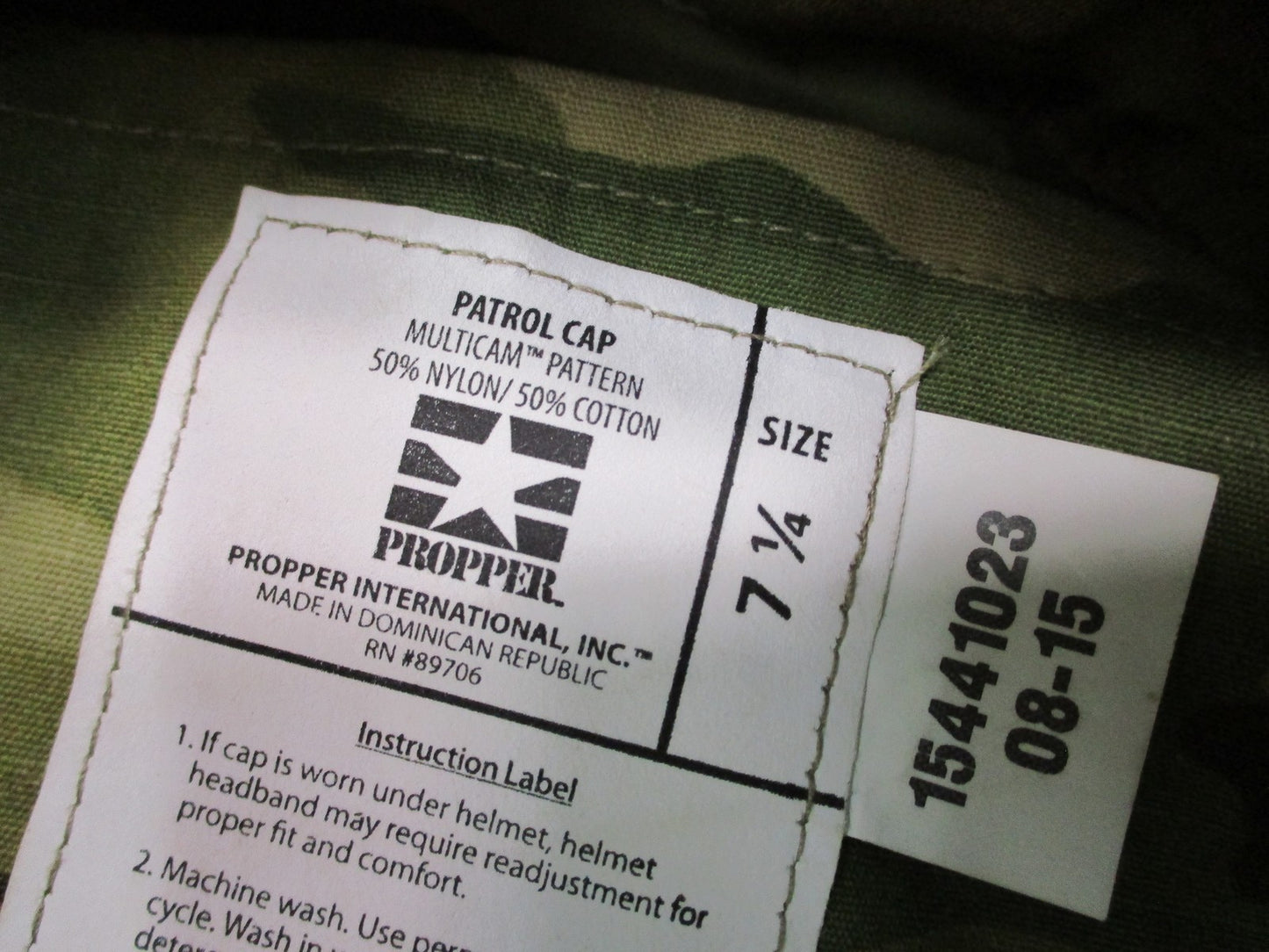 Propper Patrol Cap Multicam Pattern 50% Nylon/50% Cotton Size 7 1/4
