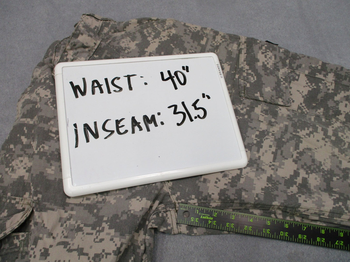 U.S. Army Combat Uniform ACU Pants Large Regular Flame Resistant Camo Cargo