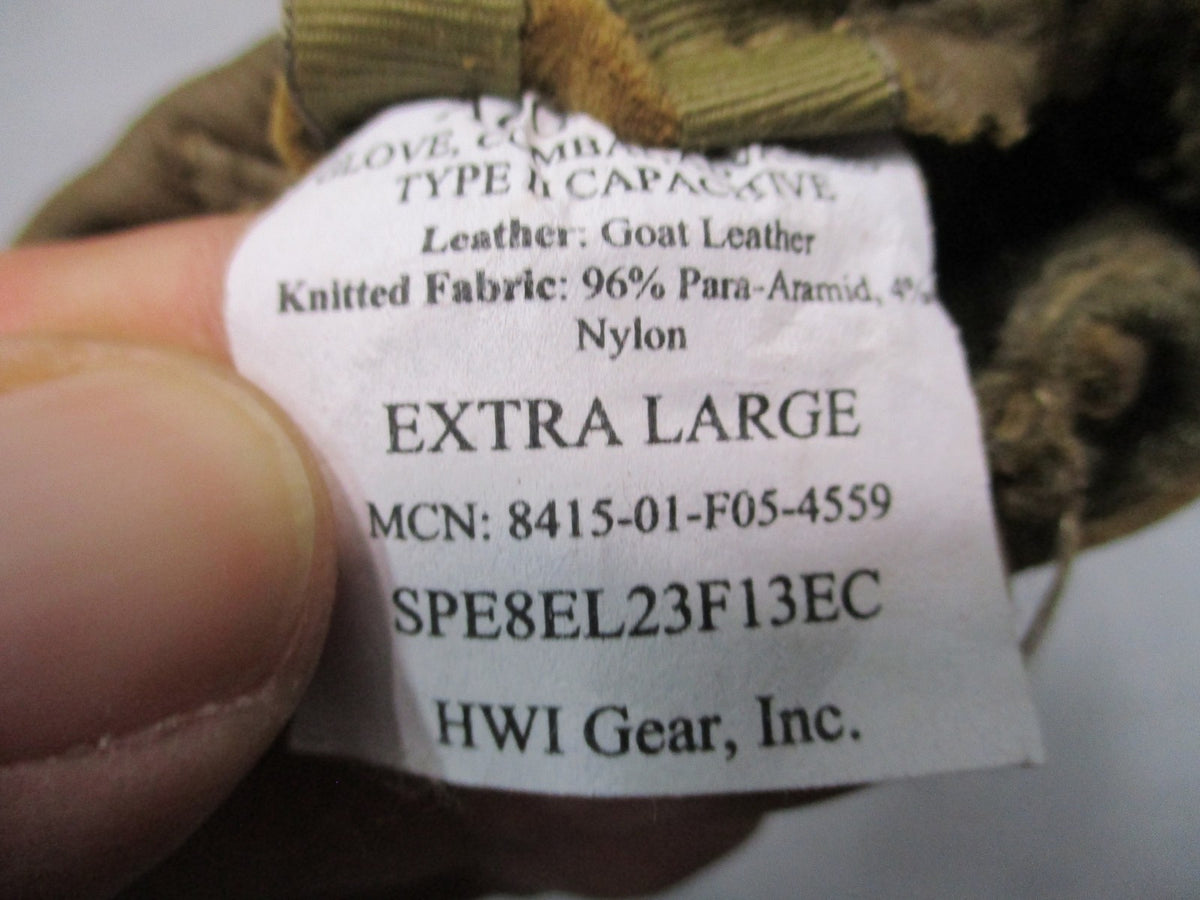 USGI HWI ACG-II-300 Combat Gloves Type II Coyote Brown XL Capacitive Touchscreen