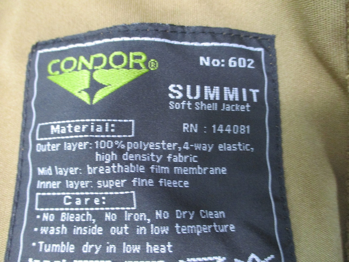 New Condor Summit Softshell Jacket Coyote Brown Tactical Coat Size XXXL