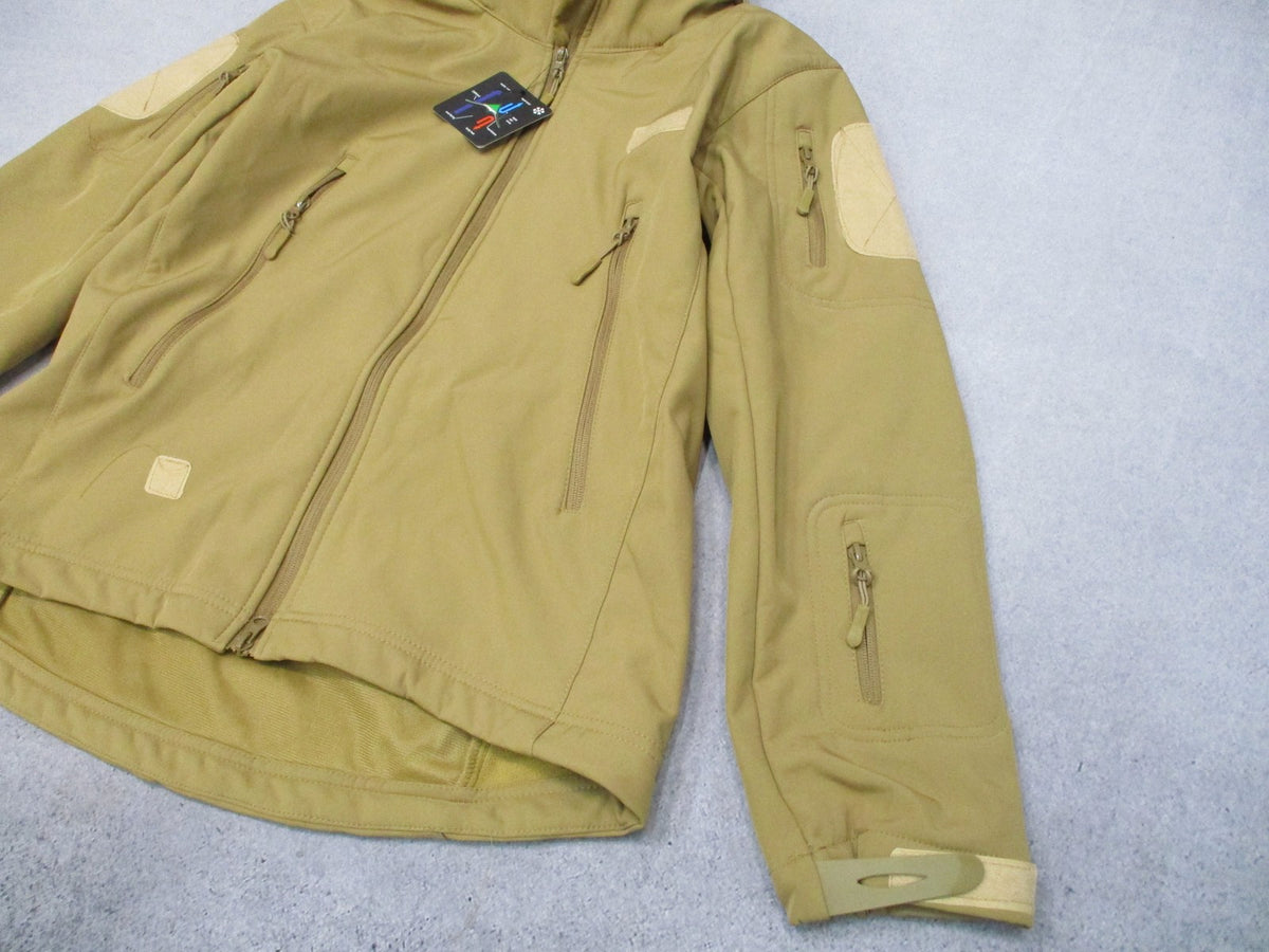 New Shark Skin Tactical Soft Shell Jacket Tan Size M Multi-Pocket Windproof