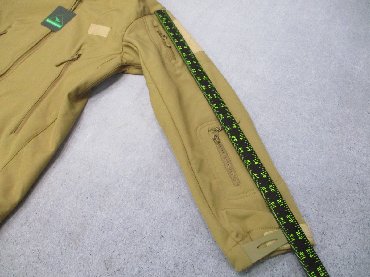 New Shark Skin Tactical Soft Shell Jacket Tan Size M Multi-Pocket Windproof