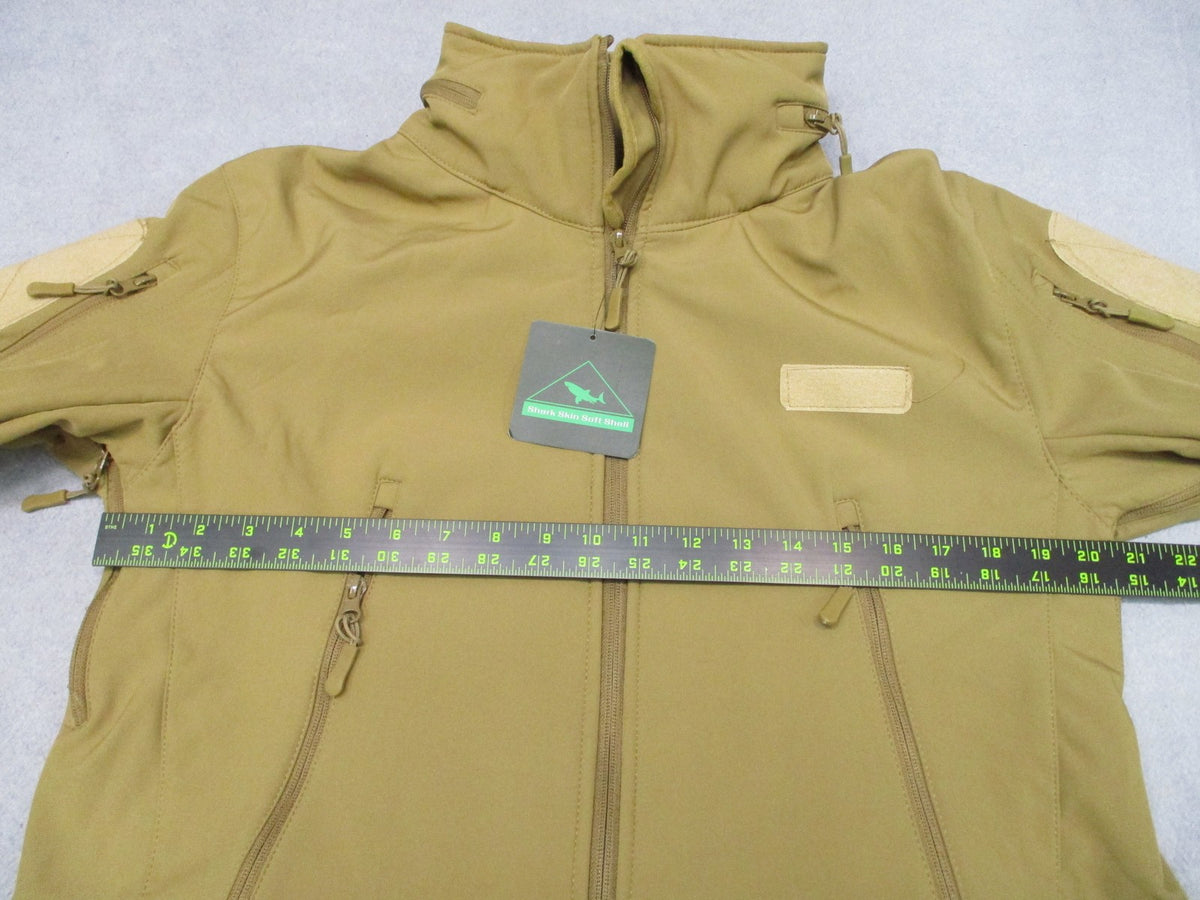 New Shark Skin Tactical Soft Shell Jacket Tan Size M Multi-Pocket Windproof