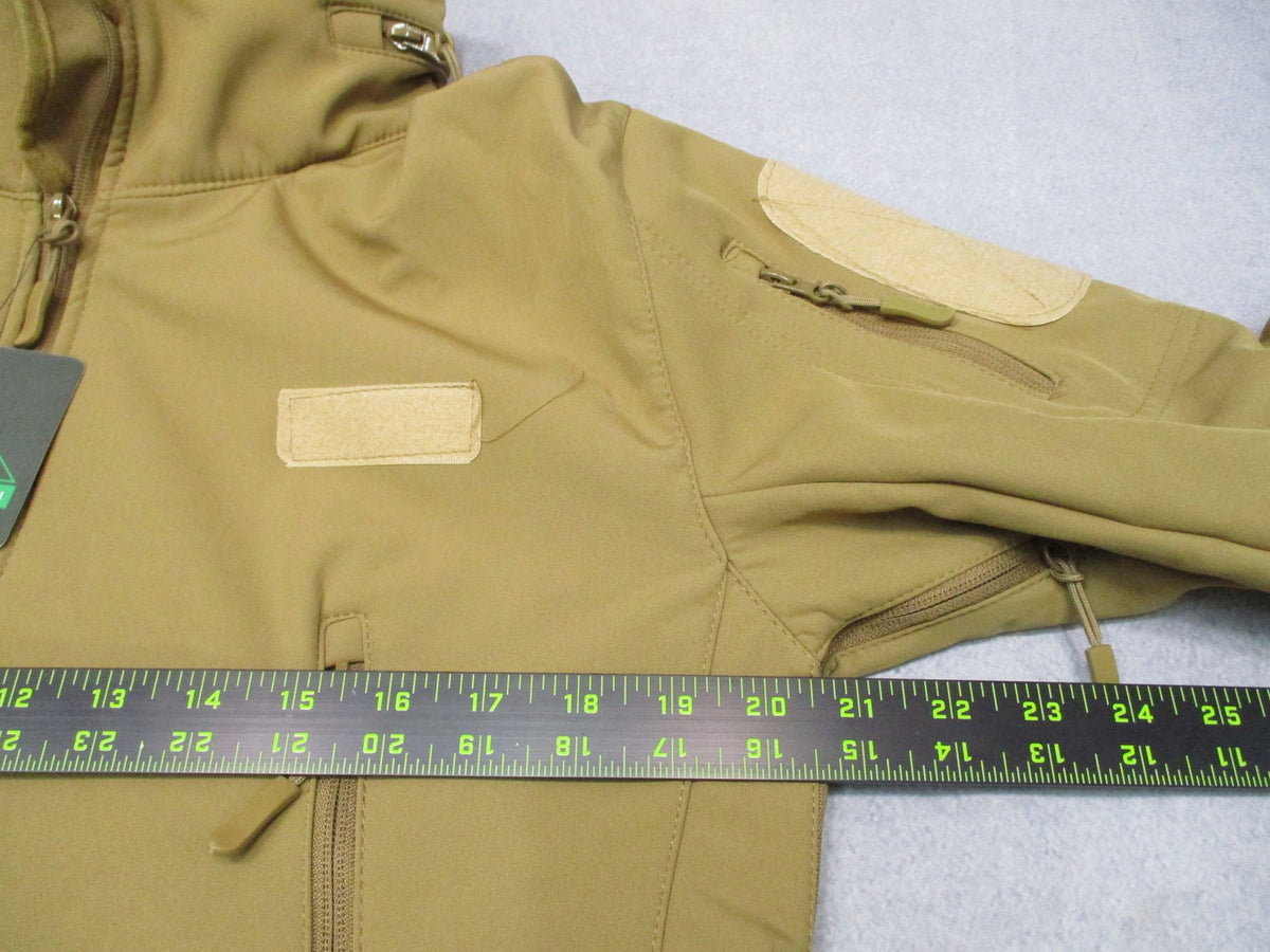 New Shark Skin Tactical Soft Shell Jacket Tan Size M Multi-Pocket Windproof