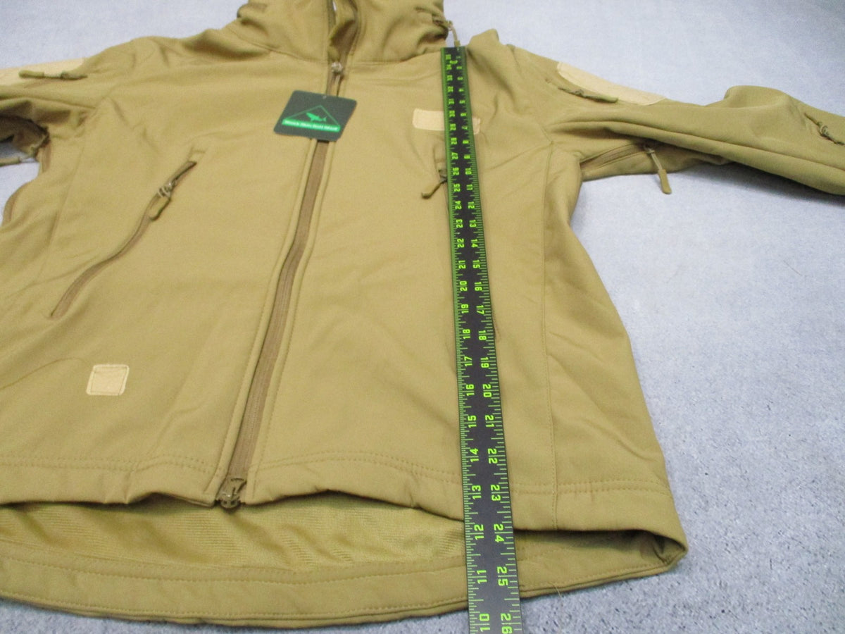 New Shark Skin Tactical Soft Shell Jacket Tan Size M Multi-Pocket Windproof