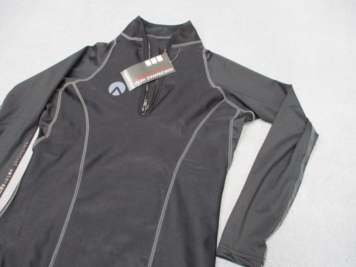 New Sharkskin Performance Wear Long Sleeve 1/4 Zip Watersports Shirt Black Large